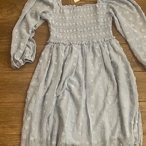 Elegant Light Blue Smocked Dress